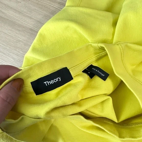 Theory Men’s Crew Neck Short-Sleeve Tee in Stretch Jersey in Cyber Yellow Sz M - Picture 8 of 12